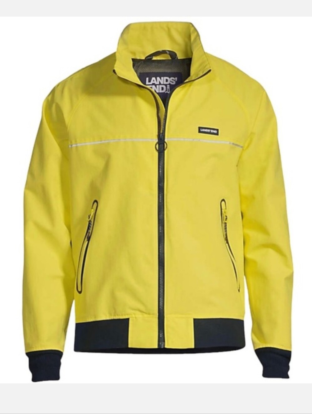 Lands End Gorpcore Classic Funnelneck Jacket Yellow Full Zip Lined Size XL